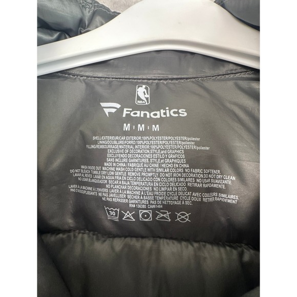 Fanatics NBA Puffer Jacket Gray Full‎ Zip Lightweight Down Men's M - Picture 3 of 9